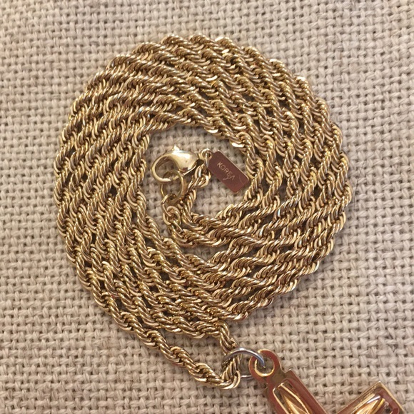 14kt Gold Plated Diamond Cut Rope Chain & Cross - Picture 16 of 16